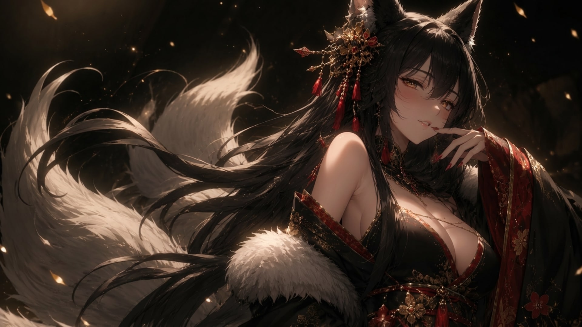 九黎月 — 千年妖狐，黑狐耳、九尾飛揚、改良漢服